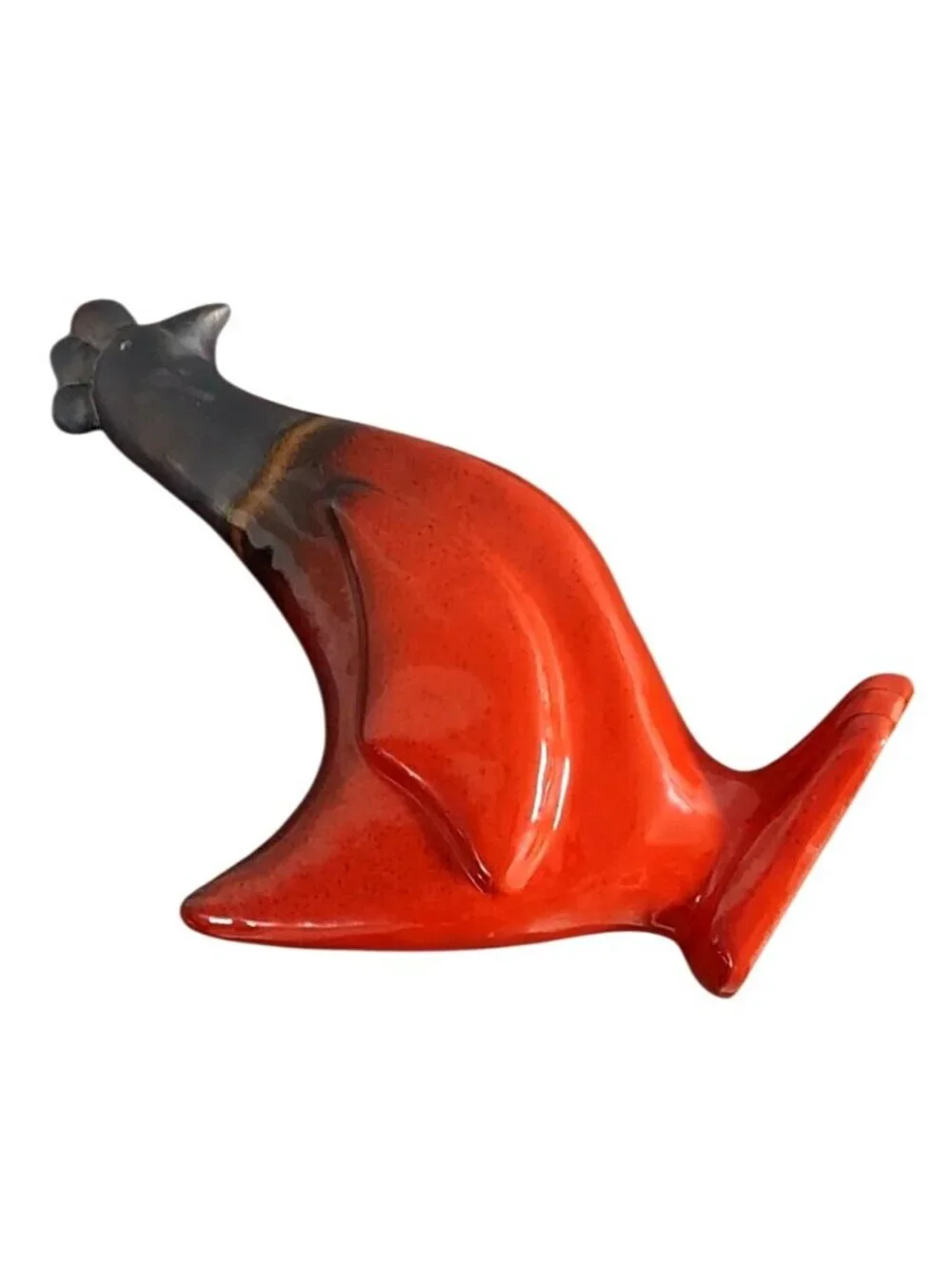 Cerarpa Rustic Red & Black Glazed Ceramic Chicken Figurine Portugal Farmhouse